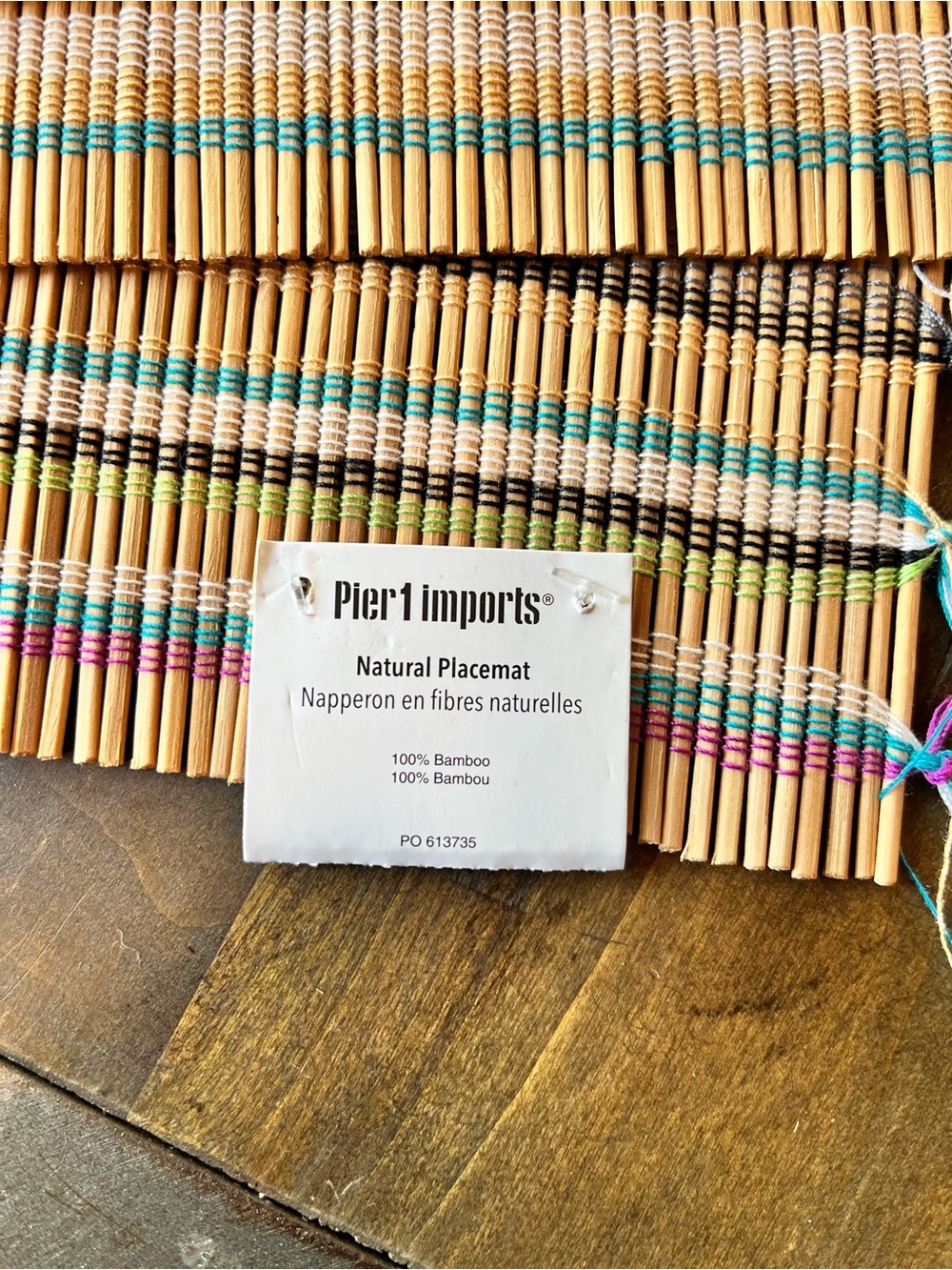 Pier 1 Set of 4 Multicolor Woven Bamboo Placemats with Fringe NWT - Picture 4 of 7